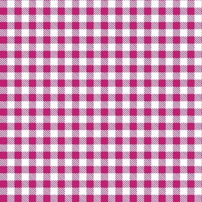 Smaller Scale 1/2" Square Bubble Gum and White Buffalo Plaid Checker Gingham Spoonflower Petal Solids Coordinate Fuchsia Hot Pink