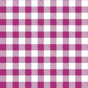 Bigger Scale 1" Square Berry and White Buffalo Plaid Checker Gingham Spoonflower Petal Solids Coordinate Fuchsia Purple Pink