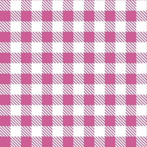 Bigger Scale 1" Square Peony and White Buffalo Plaid Checker Gingham Spoonflower Petal Solids Coordinate Dusty Rose Pink