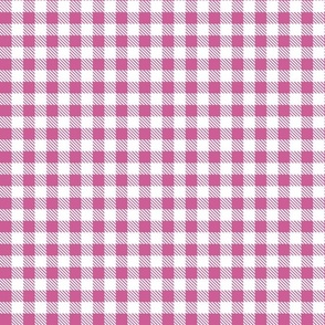 Smaller Scale 1/2" Square Peony and White Buffalo Plaid Checker Gingham Spoonflower Petal Solids Coordinate Dusty Rose Pink