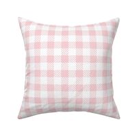 Bigger Scale 1" Square Cotton Candy and White Buffalo Plaid Checker Gingham Spoonflower Petal Solids Coordinate Light Baby Pink