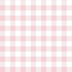 Bigger Scale 1" Square Cotton Candy and White Buffalo Plaid Checker Gingham Spoonflower Petal Solids Coordinate Light Baby Pink