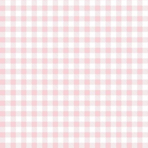 Smaller Scale 1/2" Square Cotton Candy and White Buffalo Plaid Checker Gingham Spoonflower Petal Solids Coordinate Light Baby Pink