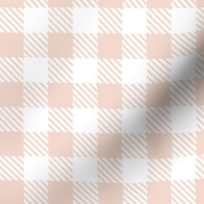 Bigger Scale 1" Square Blush and White Buffalo Plaid Checker Gingham Spoonflower Petal Solids Coordinate Pale Neutral Skin Pink