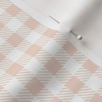 Smaller Scale 1/2" Square Blush and White Buffalo Plaid Checker Gingham Spoonflower Petal Solids Coordinate Pale Neutral Skin Pink