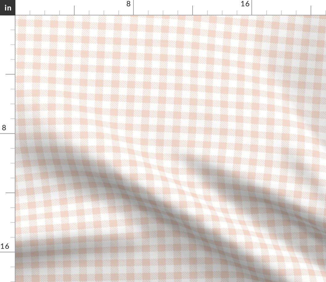 Smaller Scale 1/2" Square Blush and White Buffalo Plaid Checker Gingham Spoonflower Petal Solids Coordinate Pale Neutral Skin Pink