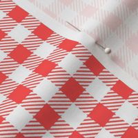 Smaller Scale 1/2" Square Coral and White Buffalo Plaid Checker Gingham Spoonflower Petal Solids Coordinate Peach Pink