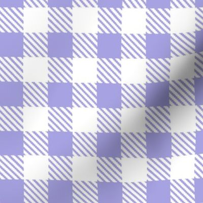 Bigger Scale 1" Square Lilac and White Buffalo Plaid Checker Gingham Spoonflower Petal Solids Coordinate Light Purple Lavender