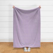 Bigger Scale 1" Square Orchid and White Buffalo Plaid Checker Gingham Spoonflower Petal Solids Coordinate Medium Purple
