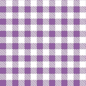 Bigger Scale 1" Square Orchid and White Buffalo Plaid Checker Gingham Spoonflower Petal Solids Coordinate Medium Purple