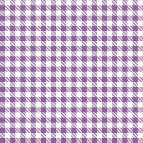 Smaller Scale 1/2" Square Orchid and White Buffalo Plaid Checker Gingham Spoonflower Petal Solids Coordinate Medium Purple