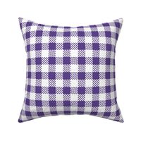 Bigger Scale 1" Square Grape and White Buffalo Plaid Checker Gingham Spoonflower Petal Solids Coordinate Dark Purple