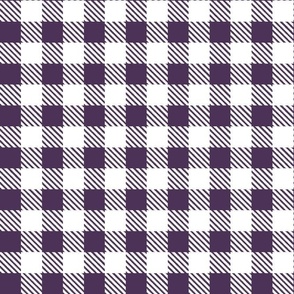 Bigger Scale 1" Square Plum and White Buffalo Plaid Checker Gingham Spoonflower Petal Solids Coordinate Deep Wine Purple