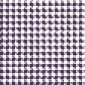 Smaller Scale 1/2" Square Plum and White Buffalo Plaid Checker Gingham Spoonflower Petal Solids Coordinate Deep Wine Purple