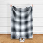 Bigger Scale 1" Square Navy and White Buffalo Plaid Checker Gingham Spoonflower Petal Solids Coordinate Deep Dark Blue