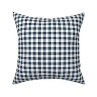 Smaller Scale 1/2" Square Navy and White Buffalo Plaid Checker Gingham Spoonflower Petal Solids Coordinate Deep Dark Blue