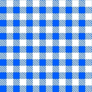 Bigger Scale 1" Square Cobalt and White Buffalo Plaid Checker Gingham Spoonflower Petal Solids Coordinate Bright Blue