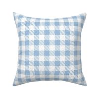 Bigger Scale 1" Square Sky Blue and White Buffalo Plaid Checker Gingham Spoonflower Petal Solids Coordinate Light Blue