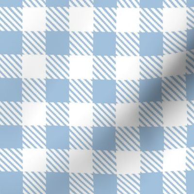 Bigger Scale 1" Square Sky Blue and White Buffalo Plaid Checker Gingham Spoonflower Petal Solids Coordinate Light Blue