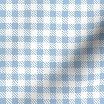 Smaller Scale 1/2" Square Sky Blue and White Buffalo Plaid Checker Gingham Spoonflower Petal Solids Coordinate Light Blue