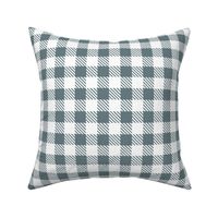 Bigger Scale 1" Square Slate and White Buffalo Plaid Checker Gingham Spoonflower Petal Solids Coordinate Light Grey Blue