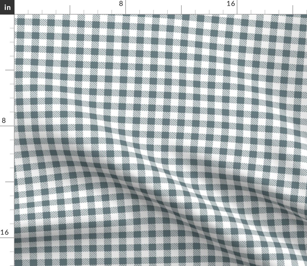 Smaller Scale 1/2" Square Slate and White Buffalo Plaid Checker Gingham Spoonflower Petal Solids Coordinate Light Grey Blue