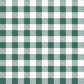 Bigger Scale 1" Square Pine and White Buffalo Plaid Checker Gingham Spoonflower Petal Solids Coordinate Hunter Green