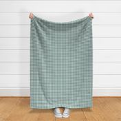 Smaller Scale 1/2" Square Pine and White Buffalo Plaid Checker Gingham Spoonflower Petal Solids Coordinate Hunter Green