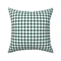 Smaller Scale 1/2" Square Pine and White Buffalo Plaid Checker Gingham Spoonflower Petal Solids Coordinate Hunter Green