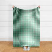 Bigger Scale 1" Square Emerald and White Buffalo Plaid Checker Gingham Spoonflower Petal Solids Coordinate Green