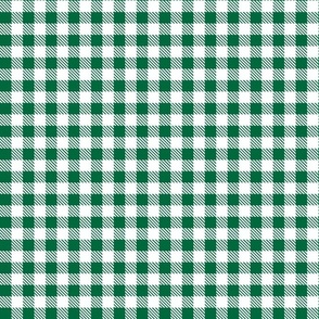 Smaller Scale 1/2" Square Emerald and White Buffalo Plaid Checker Gingham Spoonflower Petal Solids Coordinate Green