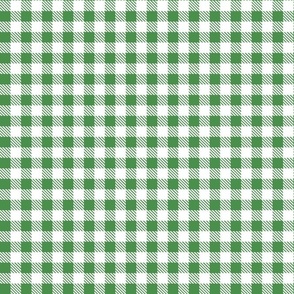 Smaller Scale 1/2" Square Kelly Green and White Buffalo Plaid Checker Gingham Spoonflower Petal Solids Coordinate 