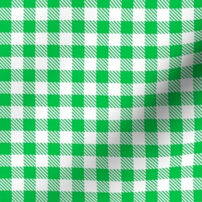 Smaller Scale 1/2" Grass and White Buffalo Plaid Checker Gingham Spoonflower Petal Solids Coordinate Bright Green