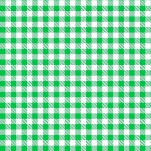 Smaller Scale 1/2" Grass and White Buffalo Plaid Checker Gingham Spoonflower Petal Solids Coordinate Bright Green