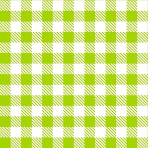 Bigger Scale 1" Lime and White Buffalo Plaid Checker Gingham Spoonflower Petal Solids Coordinate Green