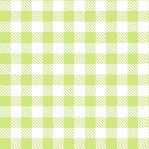Bigger Scale 1" Honeydew and White Buffalo Plaid Checker Gingham Spoonflower Petal Solids Coordinate Pale Light Green