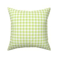 Smaller Scale 1/2" Honeydew and White Buffalo Plaid Checker Gingham Spoonflower Petal Solids Coordinate Pale Light Green