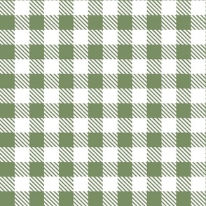 Bigger Scale 1" Sage and White Buffalo Plaid Checker Gingham Spoonflower Petal Solids Coordinate Green
