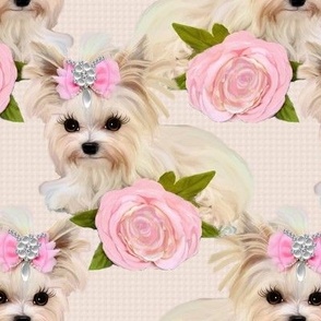  Rose Gingham Puppy - abt.5"