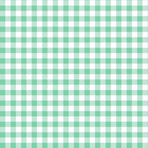 Smaller Scale 1/2" Jade and White Buffalo Plaid Checker Gingham Spoonflower Petal Solids Coordinate Aqua Mint Green