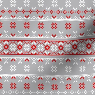 Holiday Sweater Christmas Pattern | Ornament | Reds, Gray & White Quilter Stripe