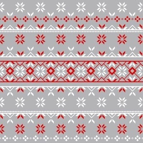 Holiday Sweater Christmas Pattern | Ornament | Reds, Gray & White Quilter Stripe