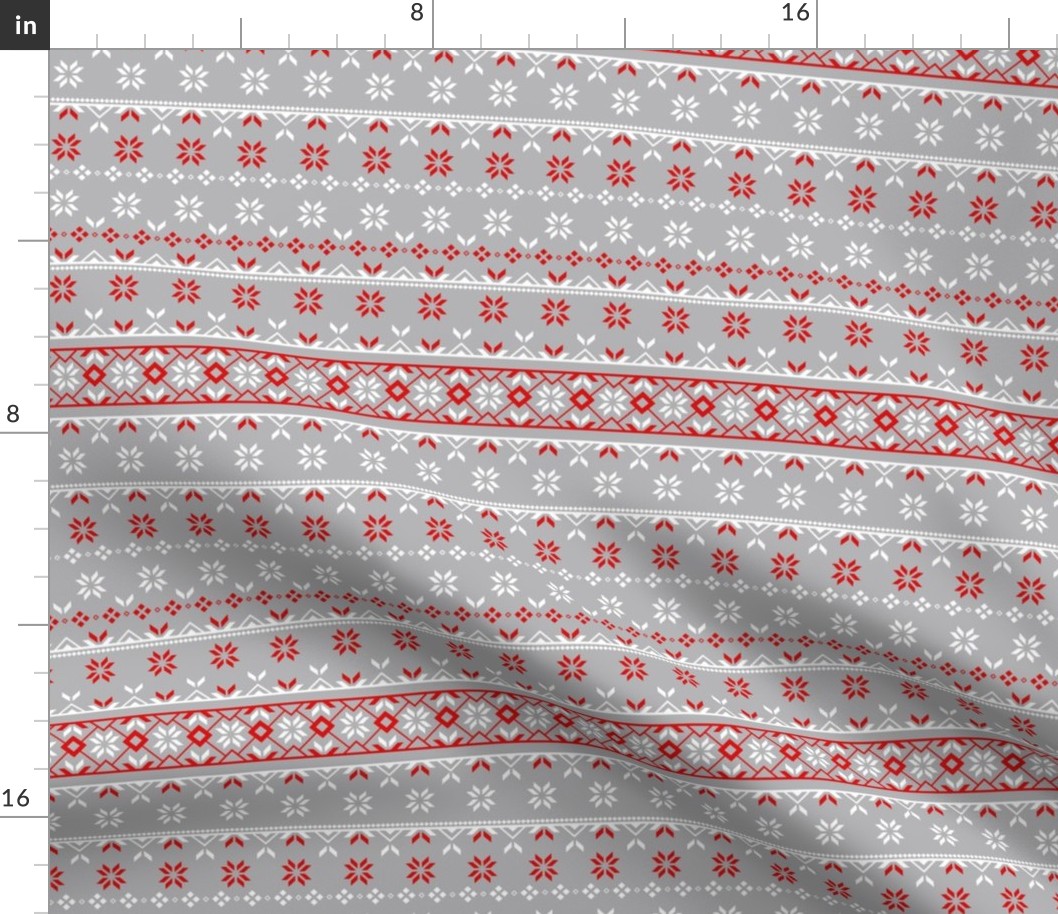 Holiday Sweater Christmas Pattern | Ornament | Reds, Gray & White Quilter Stripe