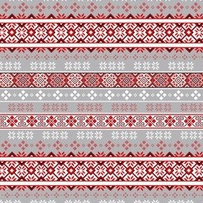 Christmas Sweater Holiday Pattern | Classic | White, Red & Grey Quilter Stripe