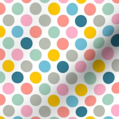 Spring Dotsy Abstract Geometric Polka Dots in Spring Pastels with TRUE WHITE - SMALL Scale - UnBlink Studio by Jackie Tahara