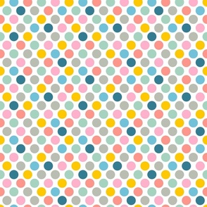 Spring Dotsy Abstract Geometric Polka Dots in Spring Pastels with TRUE WHITE - SMALL Scale - UnBlink Studio by Jackie Tahara