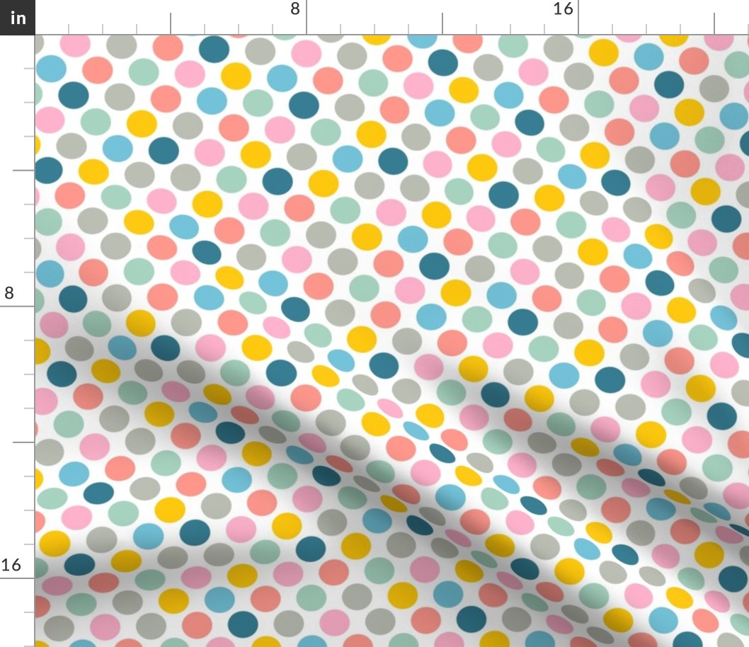 Spring Dotsy Abstract Geometric Polka Dots in Spring Pastels with TRUE WHITE - SMALL Scale - UnBlink Studio by Jackie Tahara