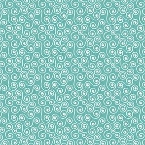 Sea Green Light Teal | Snow White Swirls