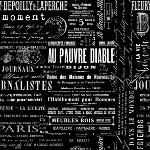 Vintage French Text Black And White
