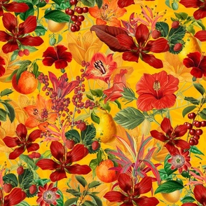 Summer Flower And Fruit Pattern Red And Yellow
